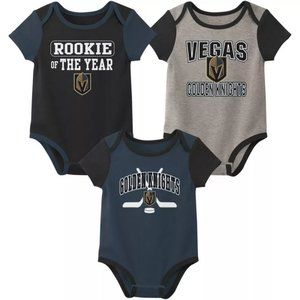 Baby Fanatic Golden Knights Bodysuits - Black, Gray, Blue